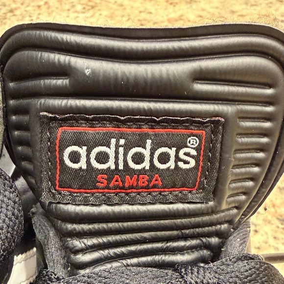 Adidas Samba Black White Sneakers Long Tongue With Red Writing Mens 6.5 - Picture 11 of 16